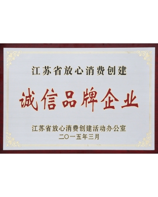 江蘇省放心消費(fèi)創(chuàng)建誠信品牌企業(yè)